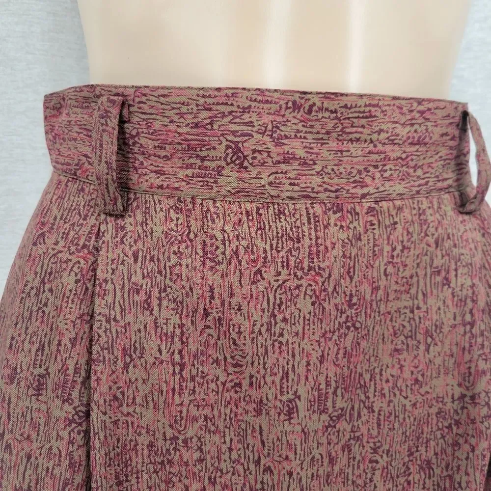 Ellen Tracy Vintage 90s Silk Midi Skirt with Belt Loops and Pockets Women's 10